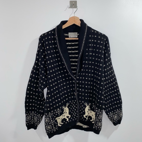 Pendleton Sweaters - Pendleton Reindeers Virgin Wool Cardigan - Size Medium